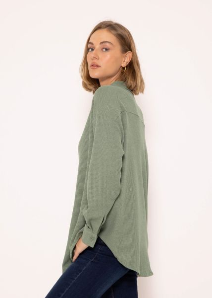 Oversize waffle piqué blouse - green