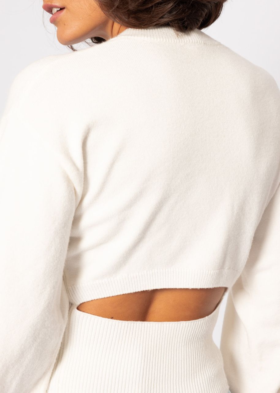 Jumper with balloon sleeves and back neckline - offwhite