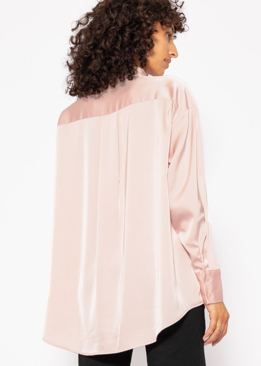 Oversize satin blouse - powder pink