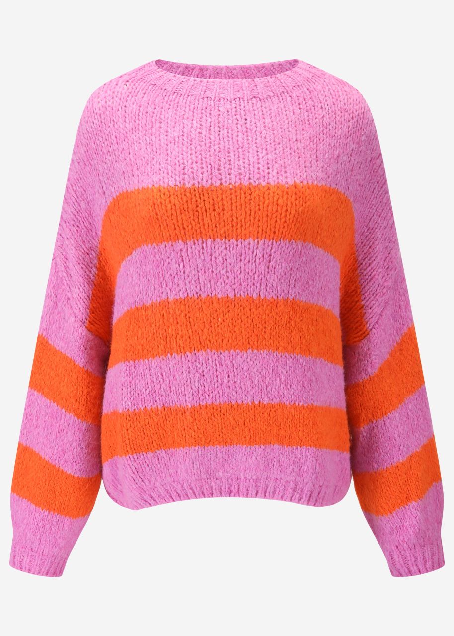 Striped sweater - pink-orange