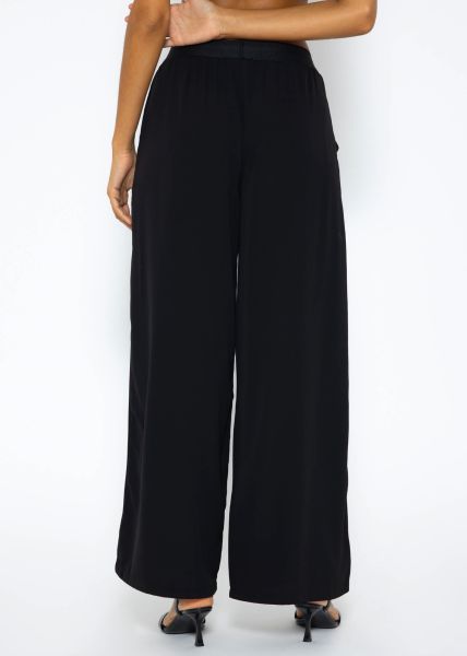 Flowing slip-on trousers with elastic waistband - black