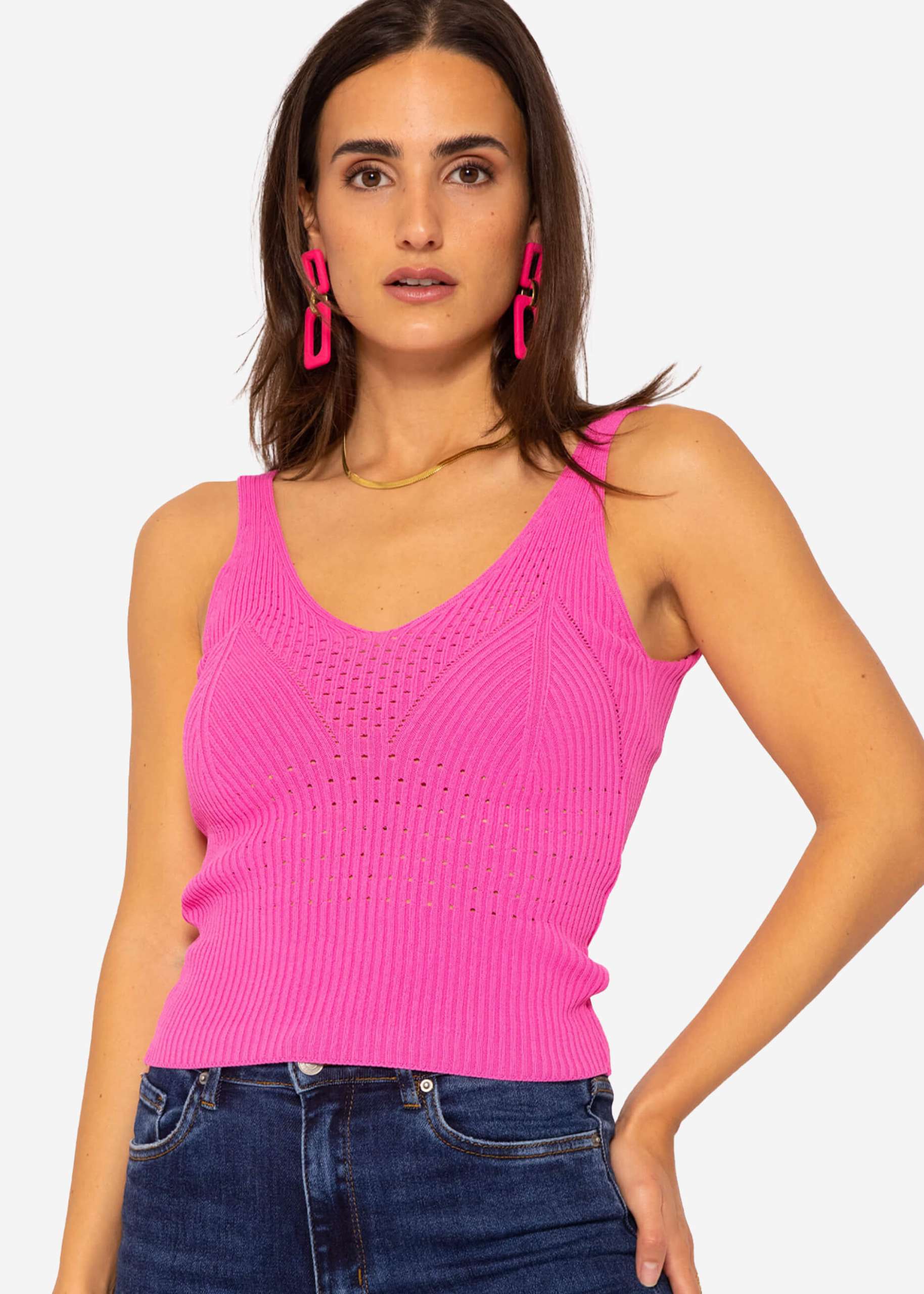 Fine knit top, pink