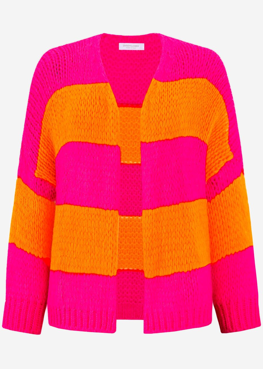 Striped oversize cardigan - pink-orange