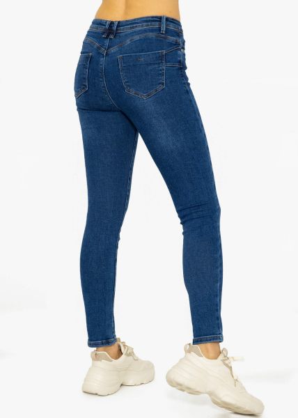 Stretchy Mid Waist Push Up Jeans - blue
