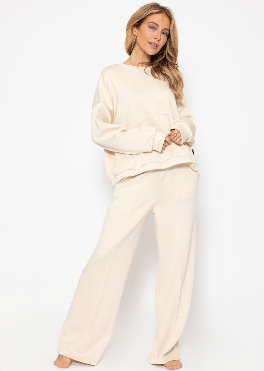 Soft sweatshirt with dividing seams - offwhite