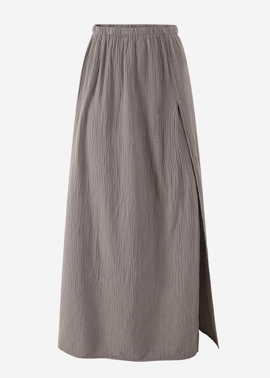 Long muslin skirt with high slit - taupe