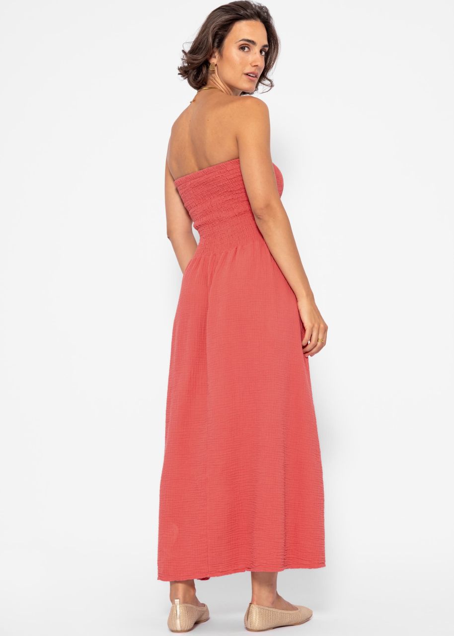 Off-the-shoulder muslin dress - lobster