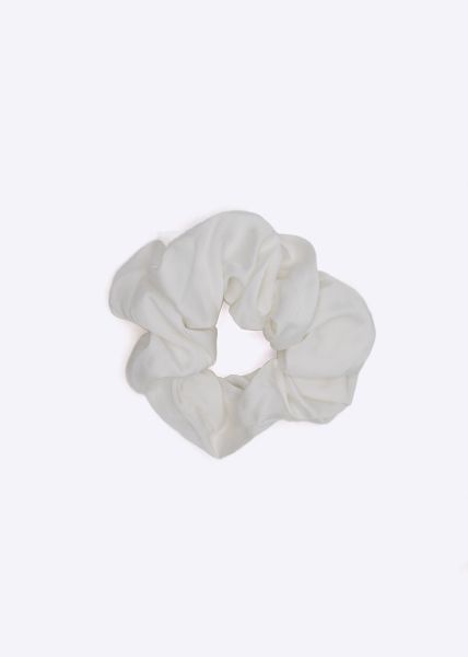 Satin scrunchie, white