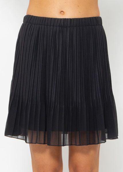 Pleated chiffon skirt, black