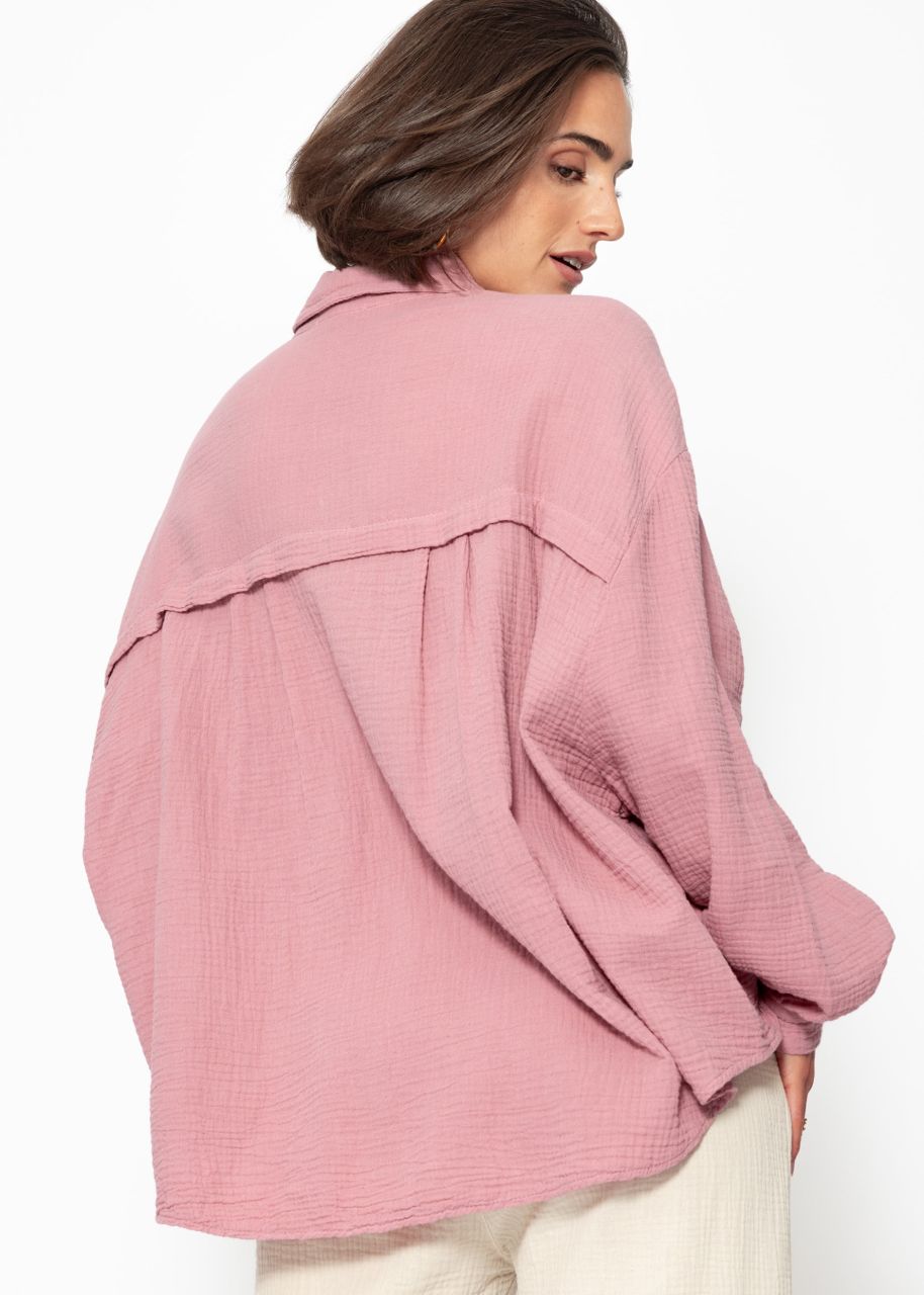 Muslin blouse oversize, short, old pink