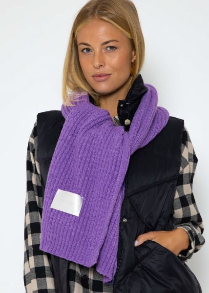 Ribbed knitted scarf - purple