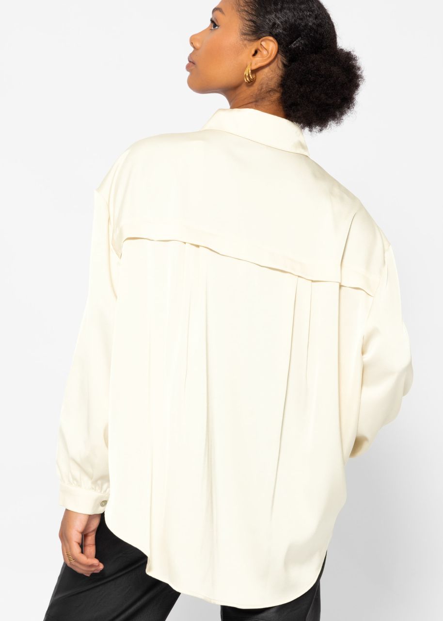 Oversize satin blouse - cream white