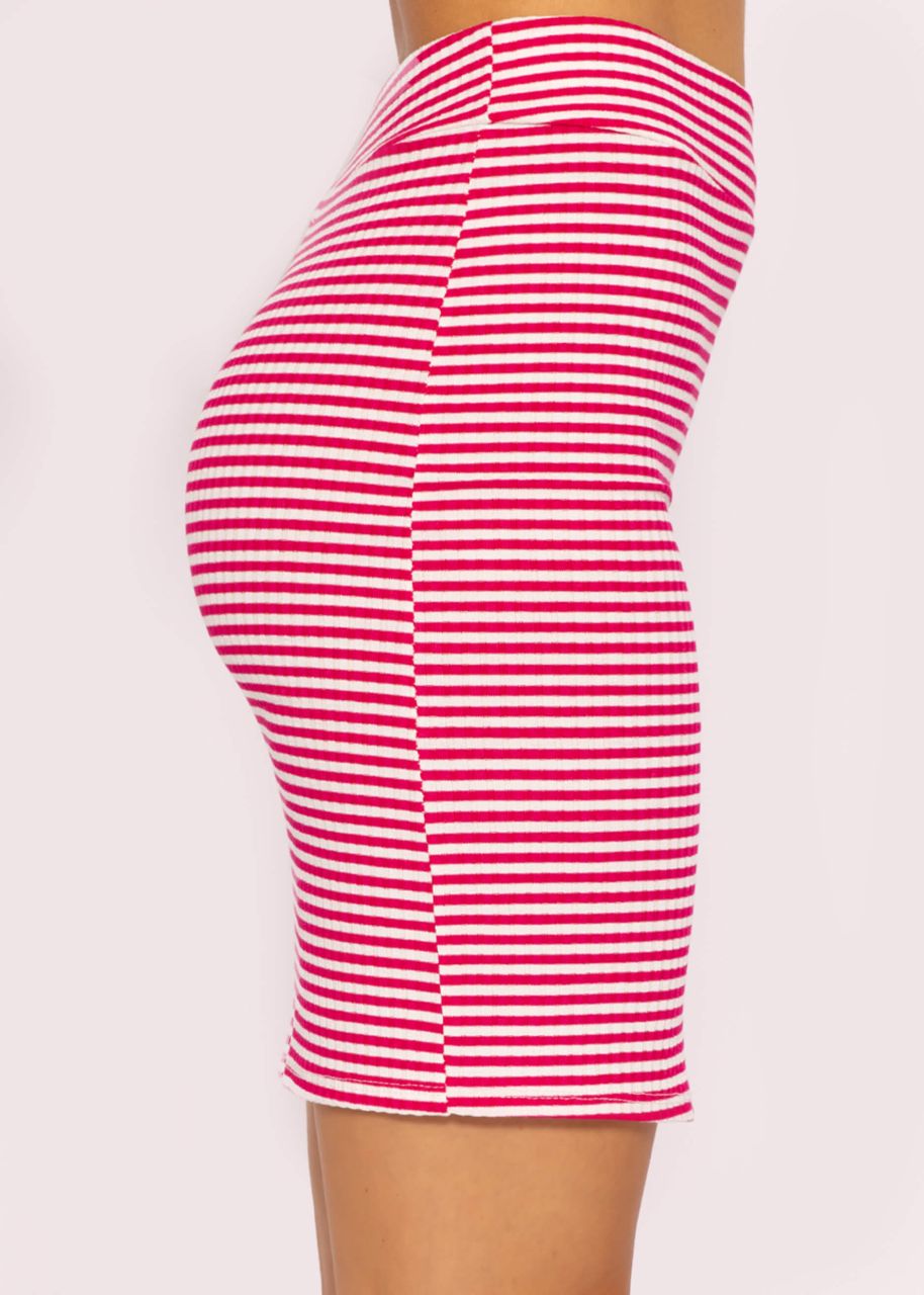Striped rip jersey skirt, pink and white