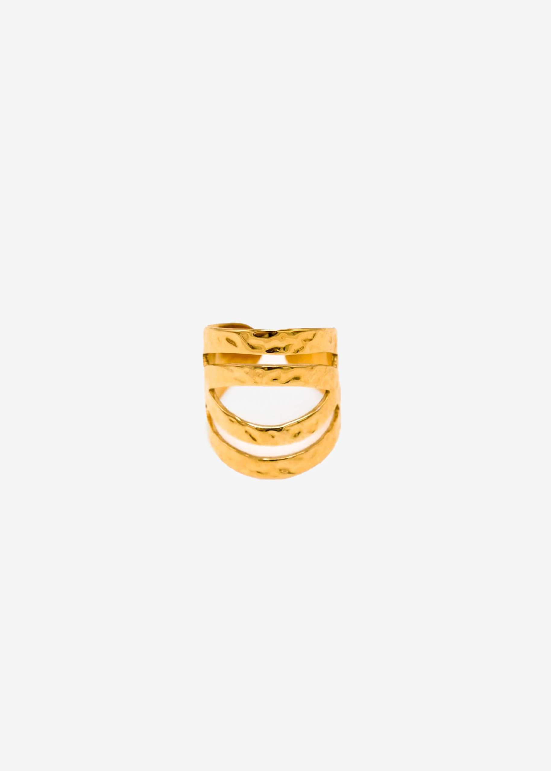 Wide hammered ring, gold