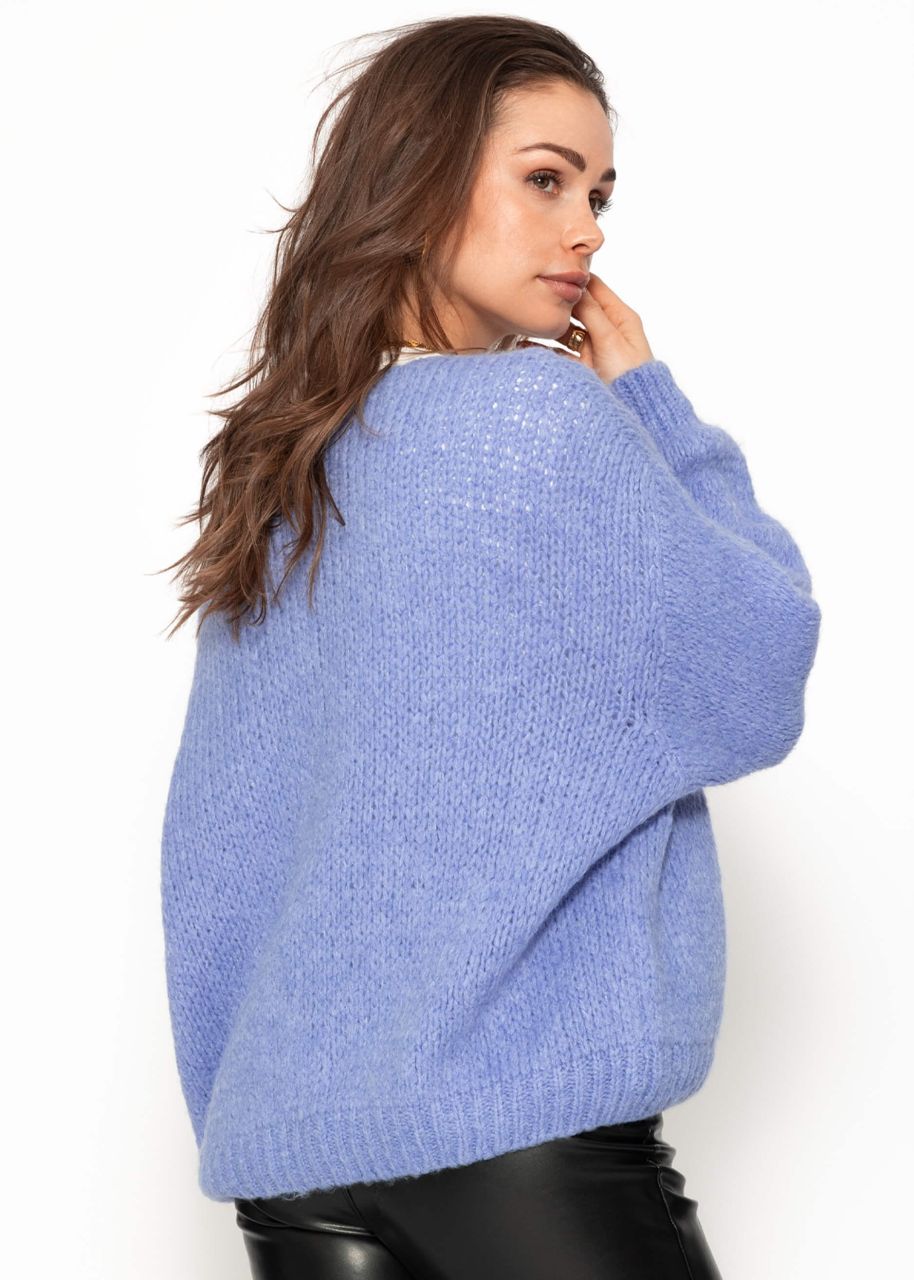 Oversized jumper with V-neck - lilac