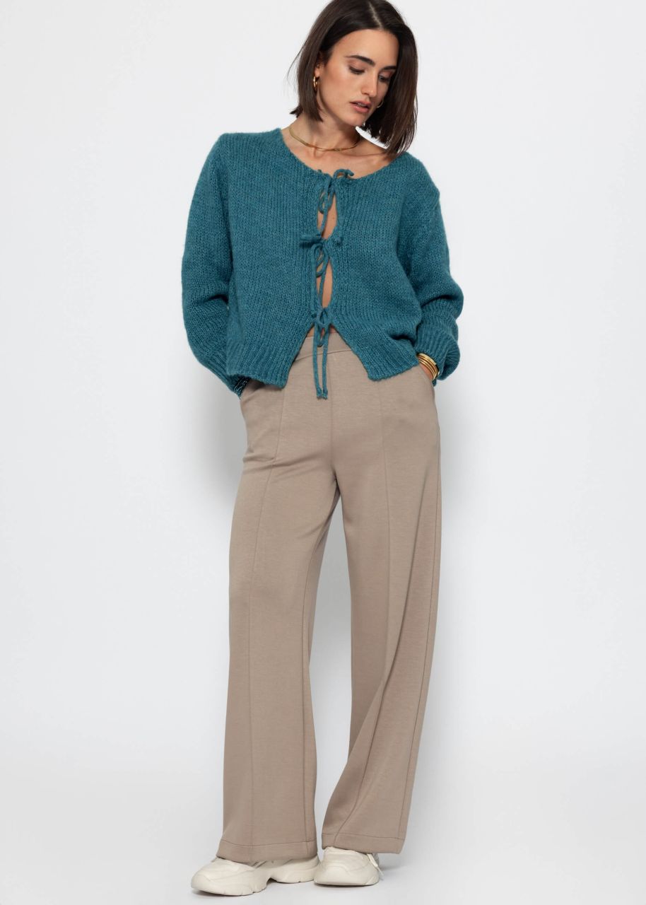 Cardigan with bow closure - petrol blue