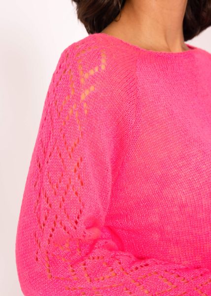 Loose sweater with ajour pattern, pink