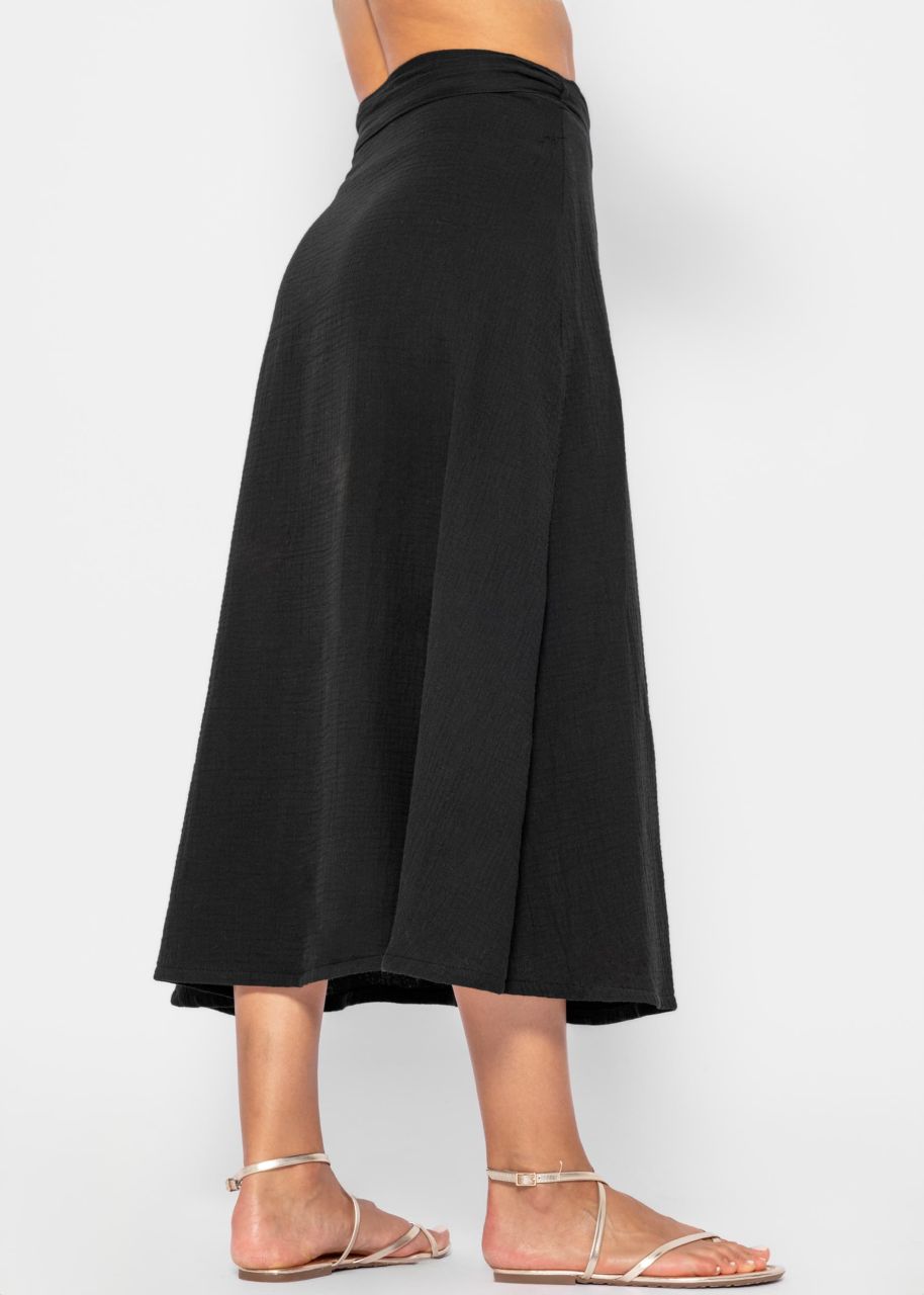 Long muslin wrap skirt - black