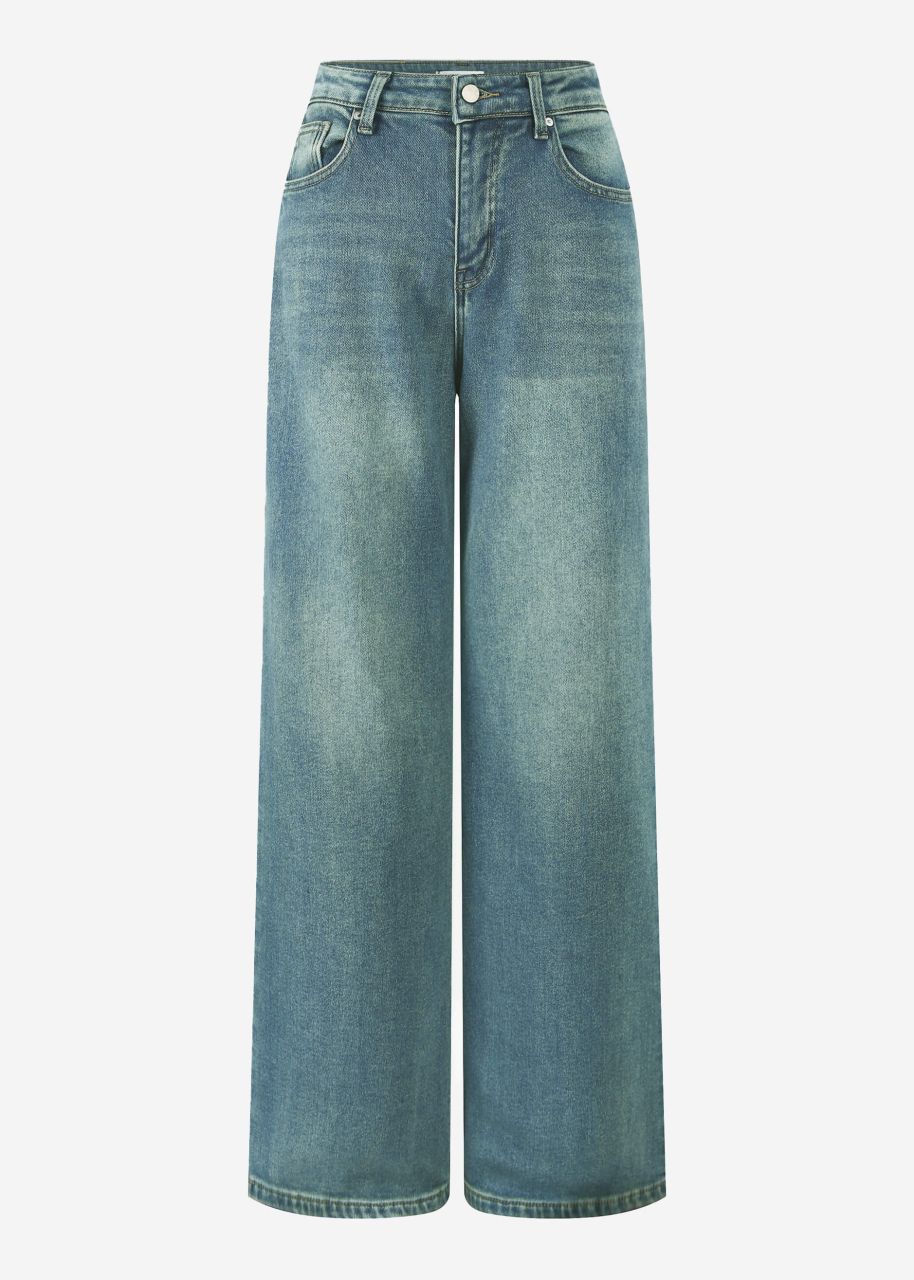 Thermal jeans with wide leg - blue