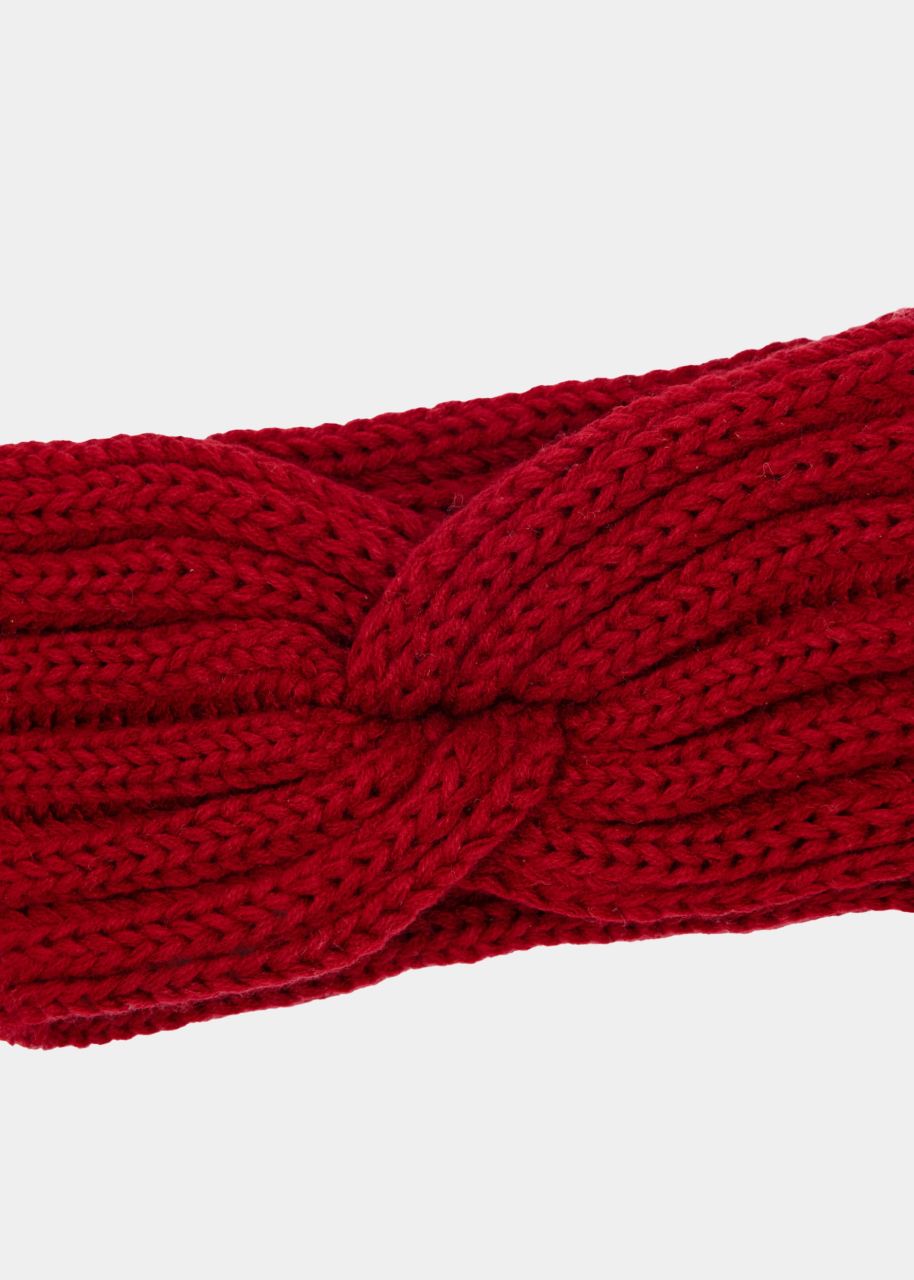 Ribbed knit headband - red