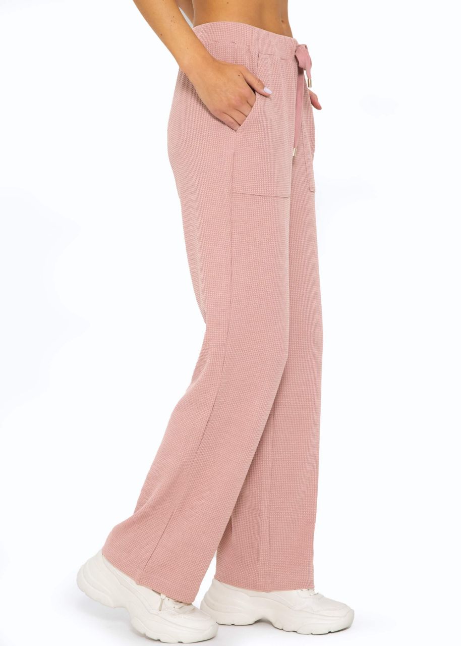 Casual pants in waffle piqué - dusky pink