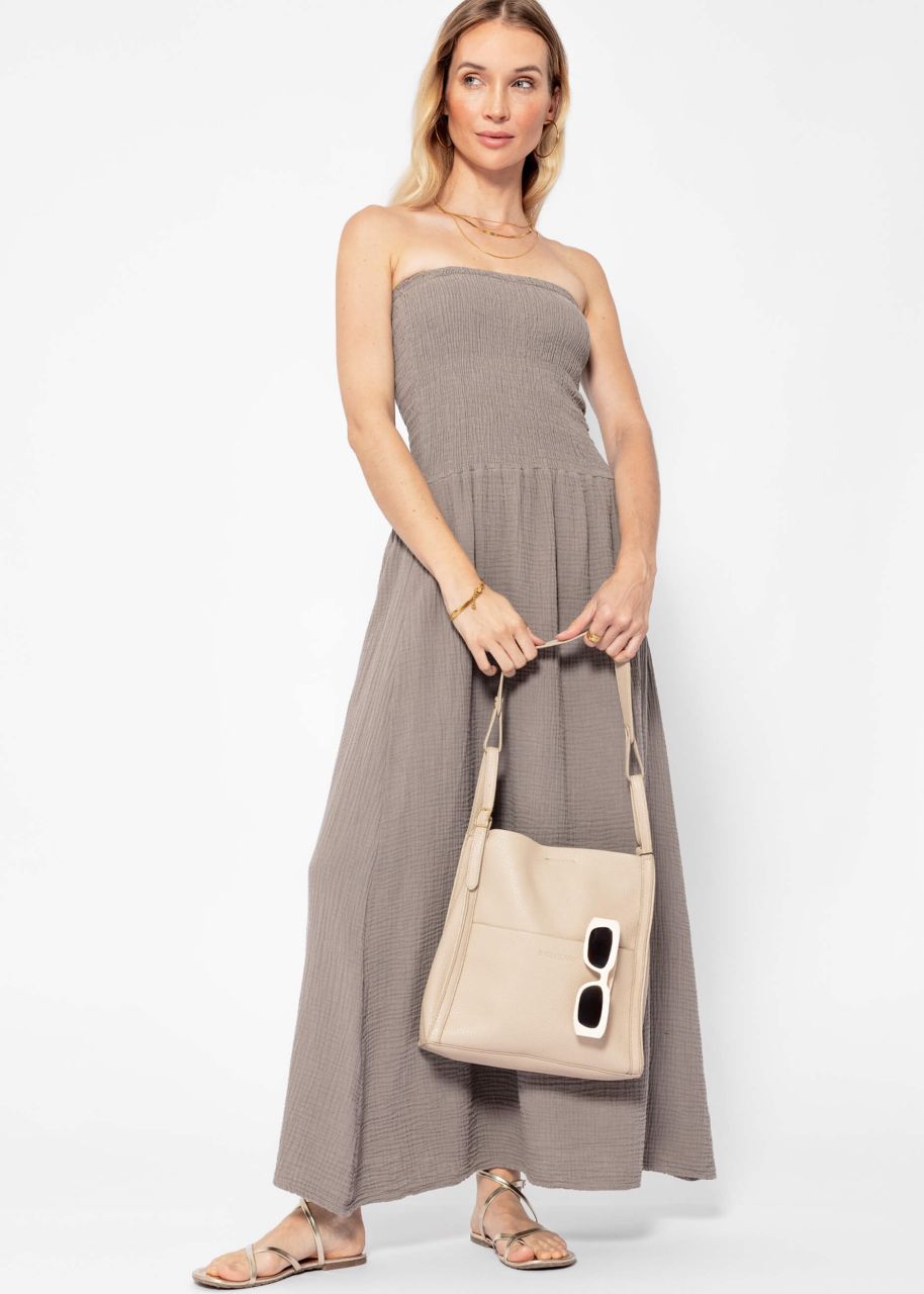 Off-the-shoulder muslin dress - taupe