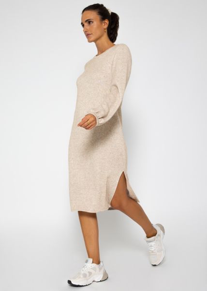 Super soft jersey dress in midi length - taupe