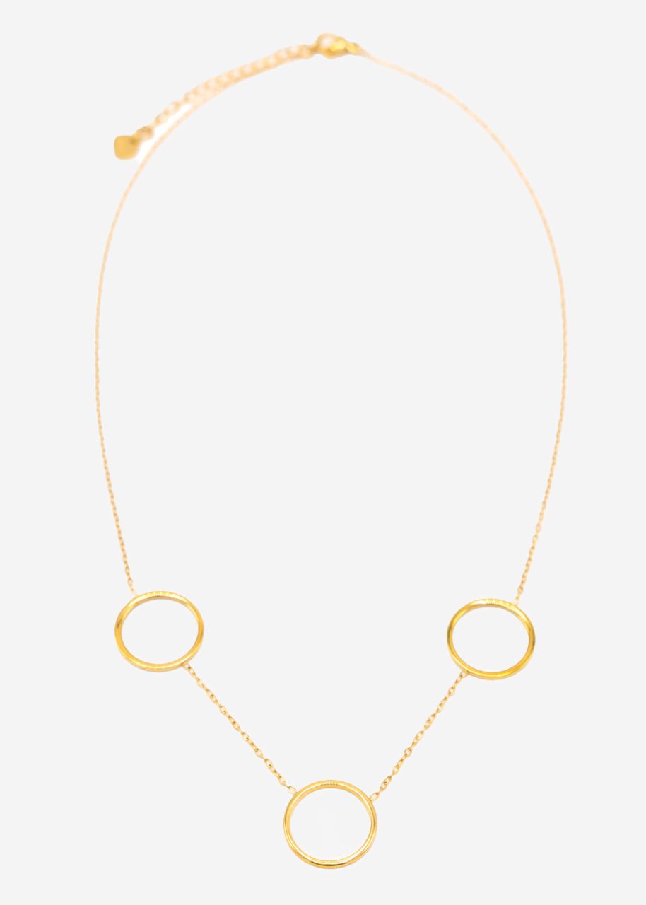 Necklace with 3 circles, gold