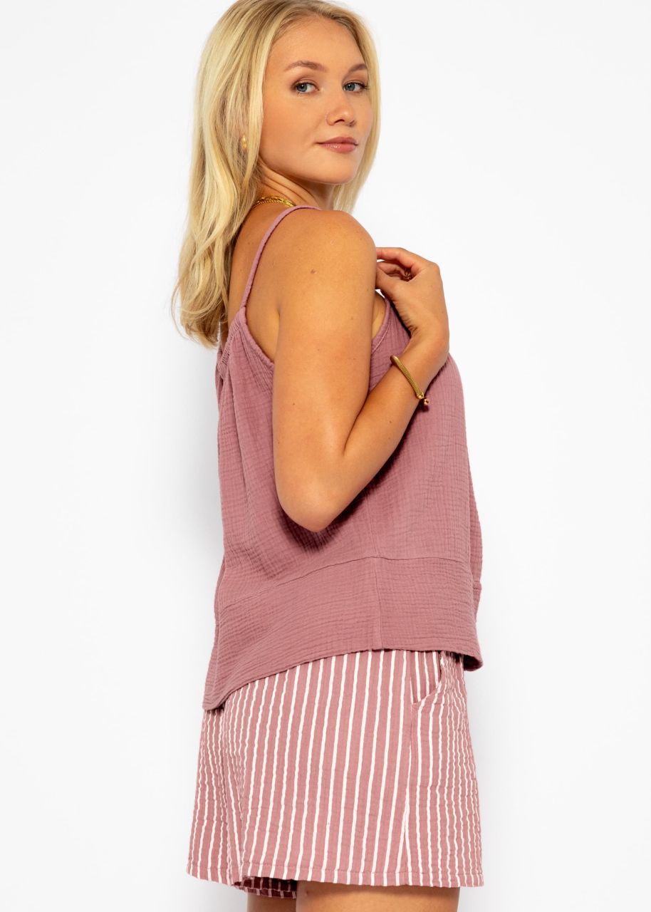 Muslin top with straps - dusky pink