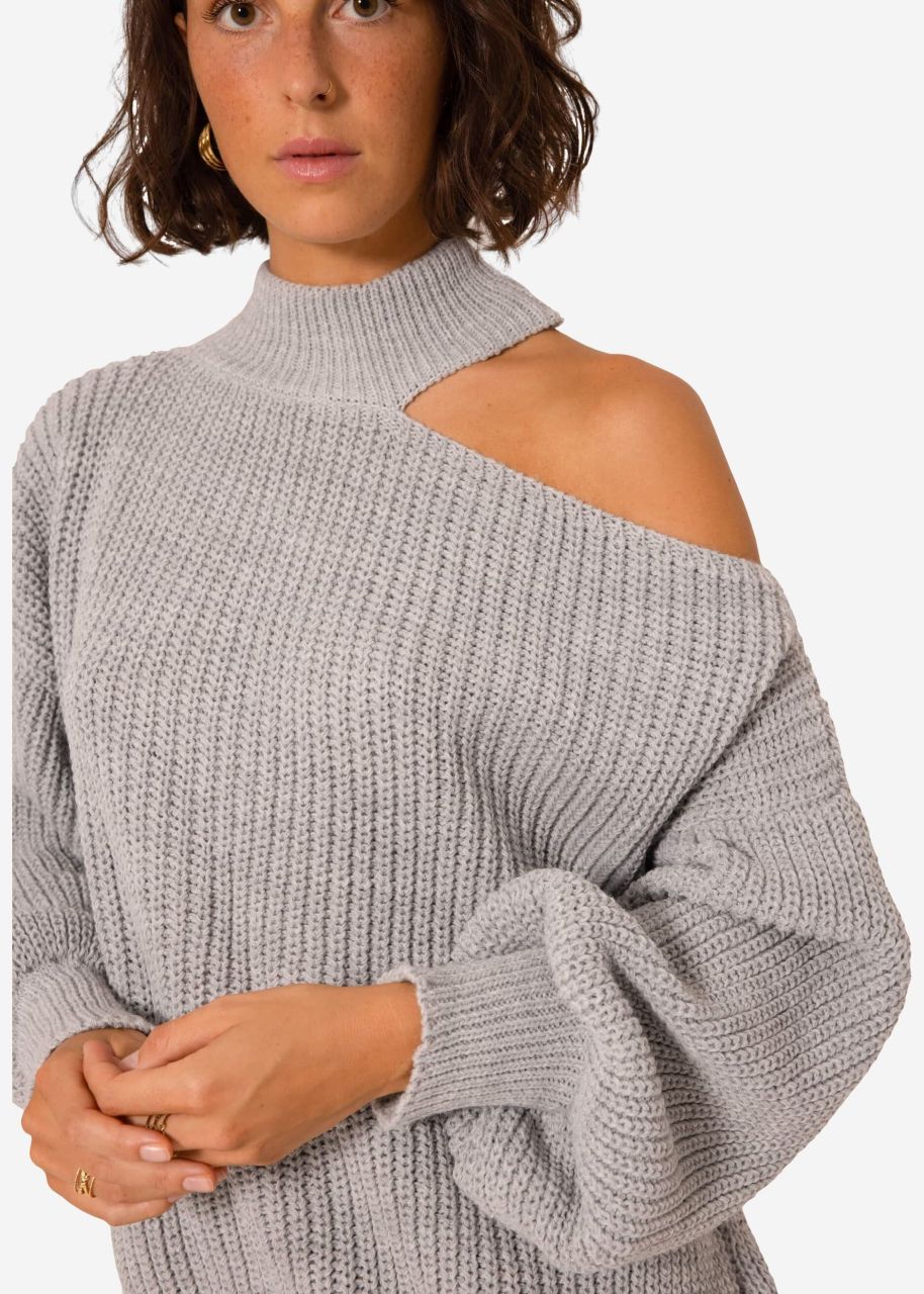 Oversize Cut-Out Sweater - grey