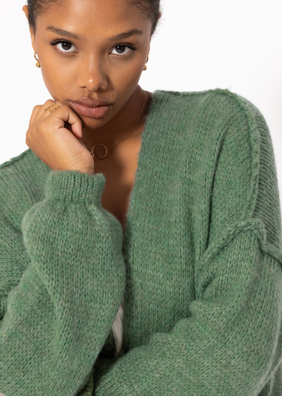 Casual cardigan with outer seams - sage green