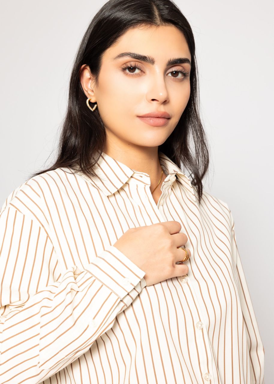 Striped shirt blouse - beige