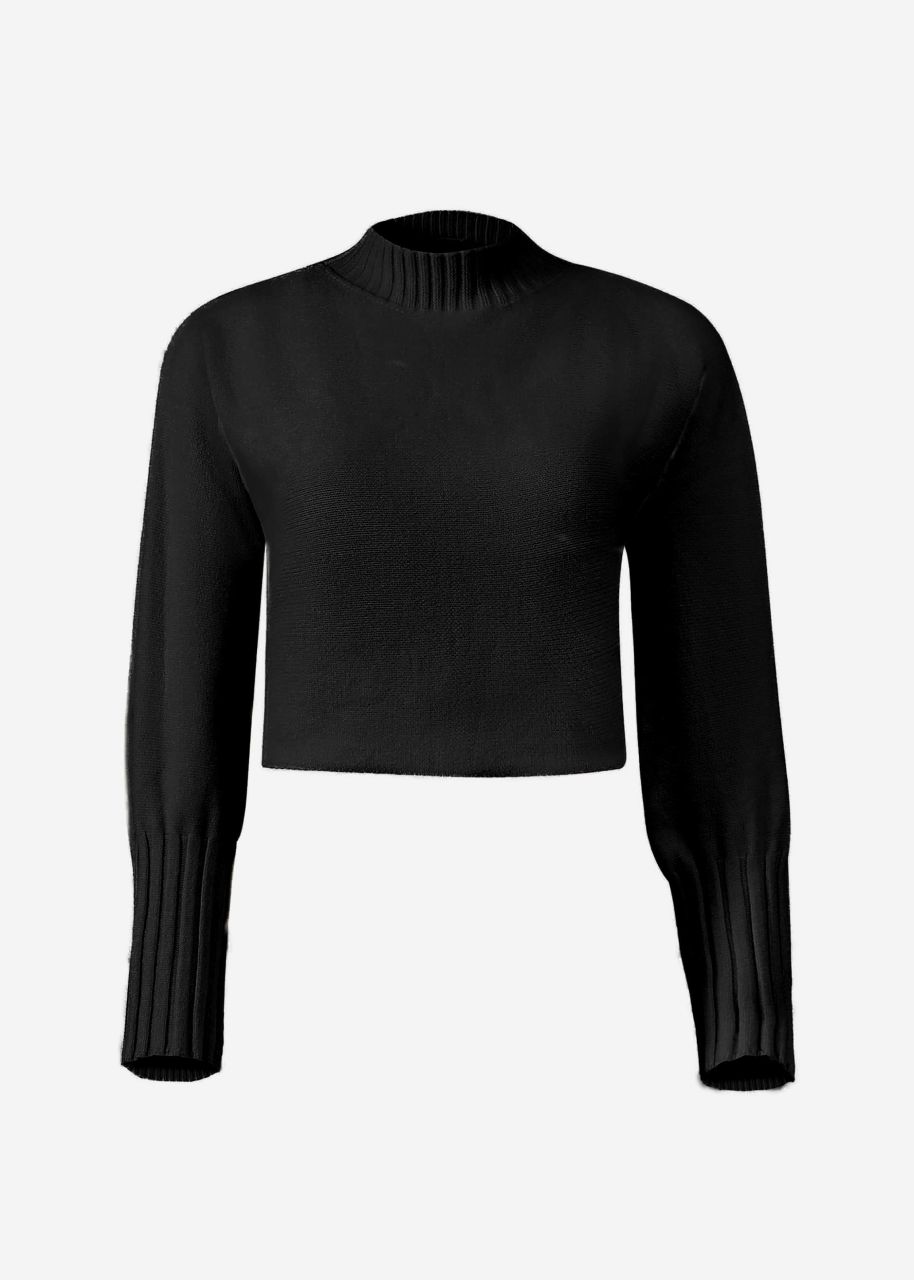 Lässiger Crop Pullover - schwarz