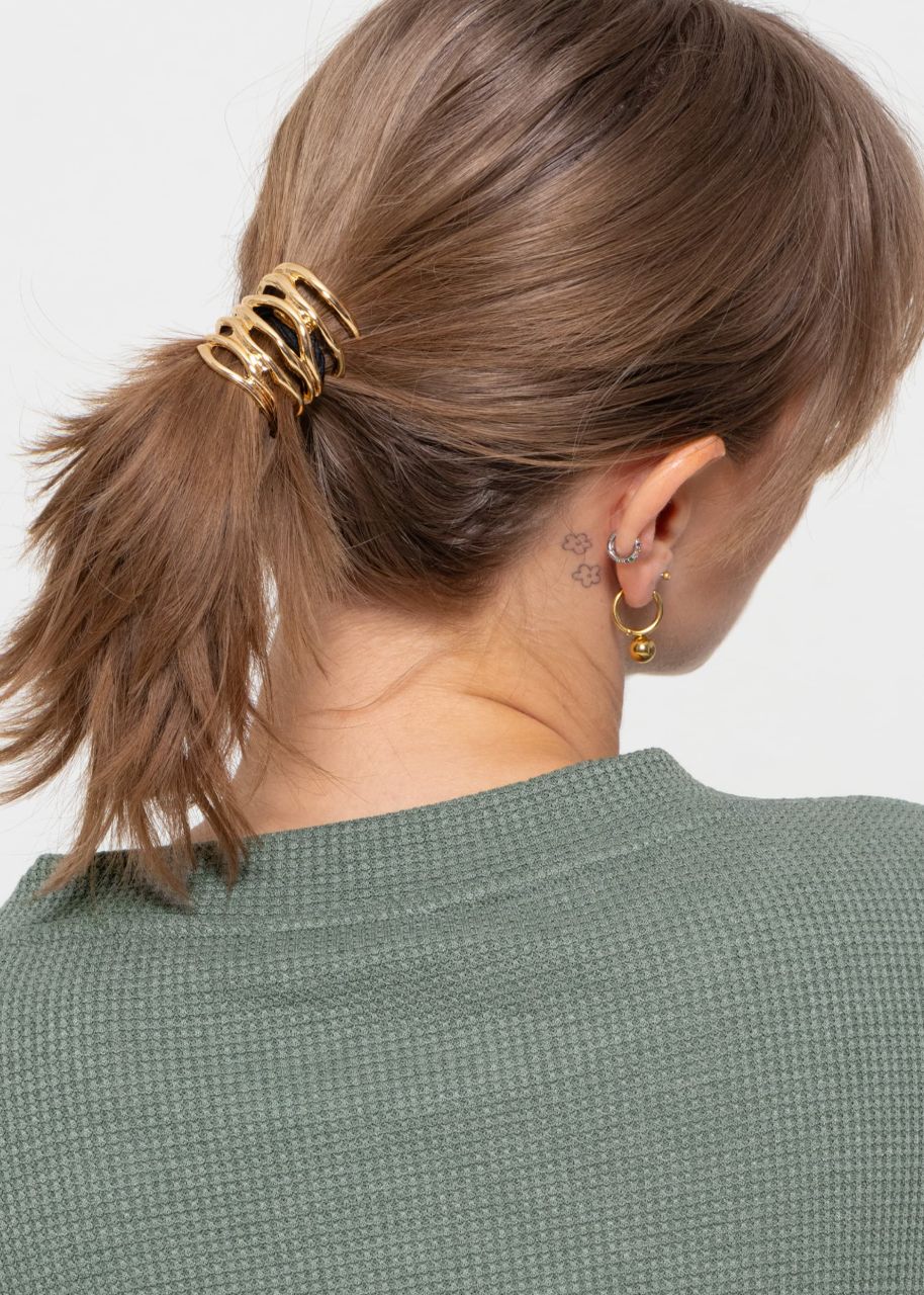 Hair tie with wave design - gold