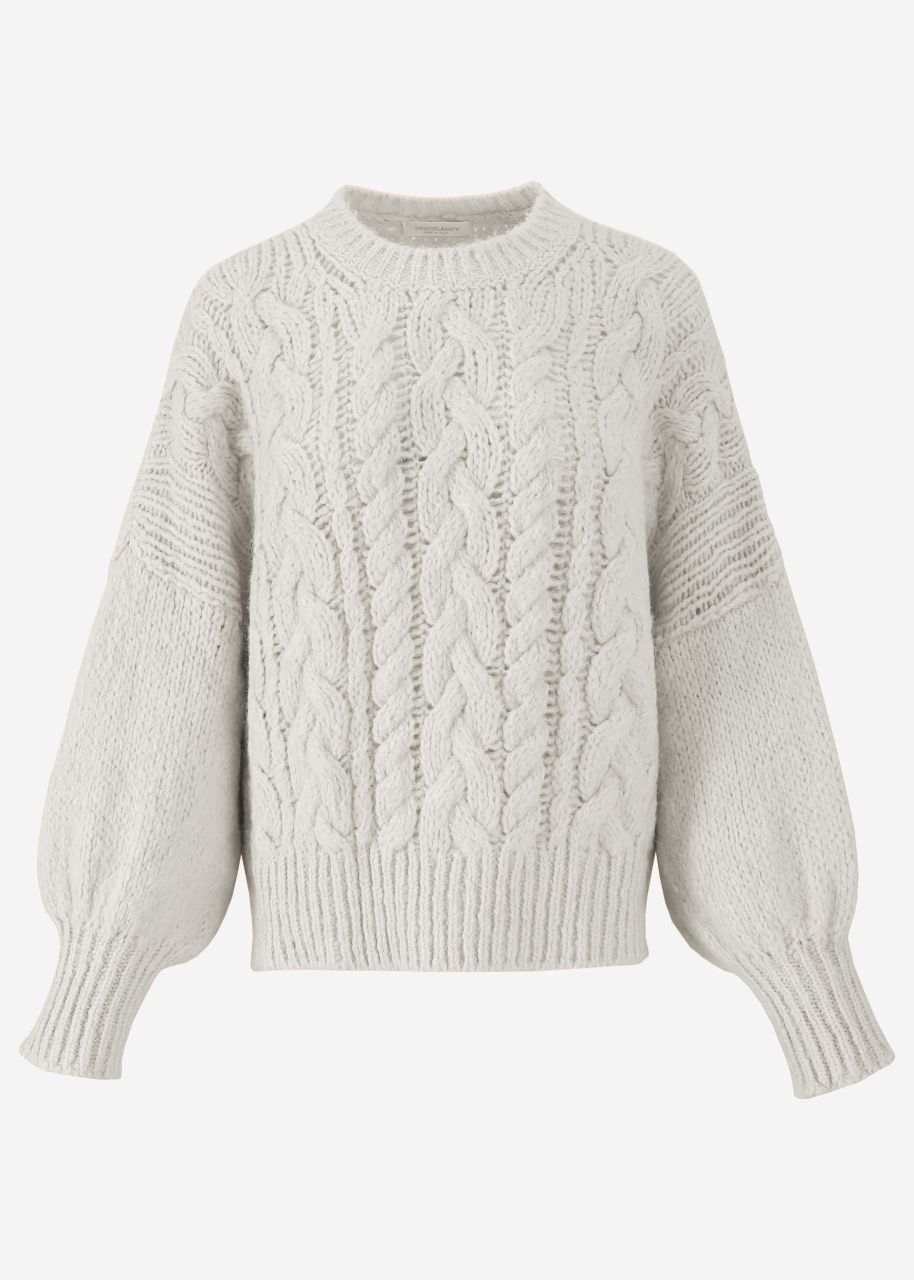 Super fluffy jumper with cable knit pattern - grey