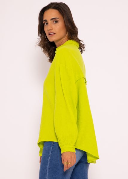 Muslin blouse oversize, short, lime green