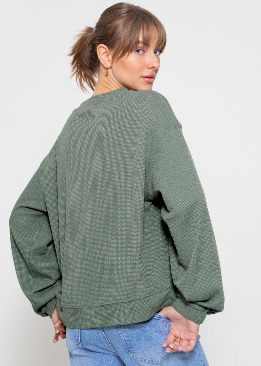 Long-sleeved shirt in waffle piqué - green