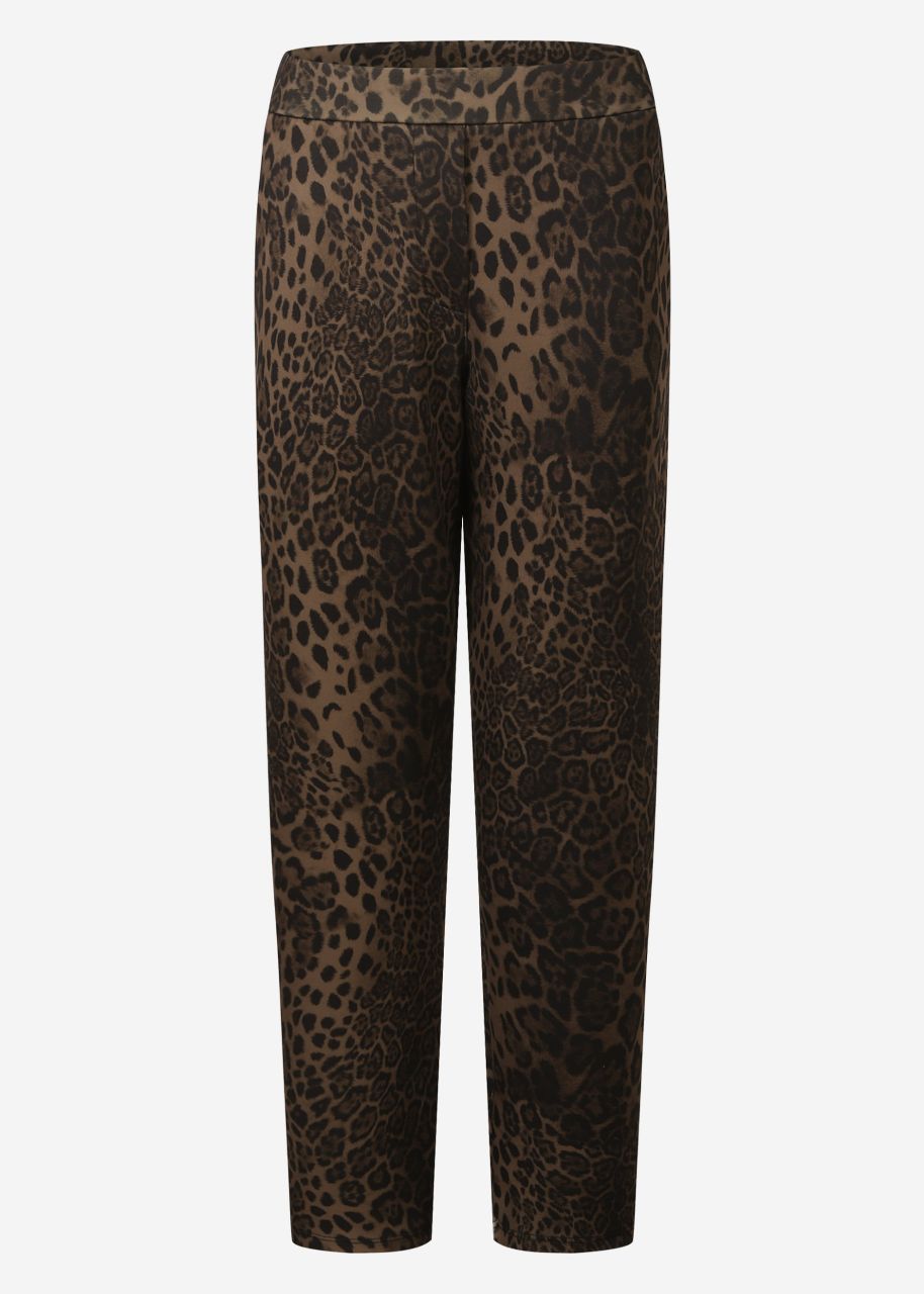 Soft trousers with leo print - black-brown