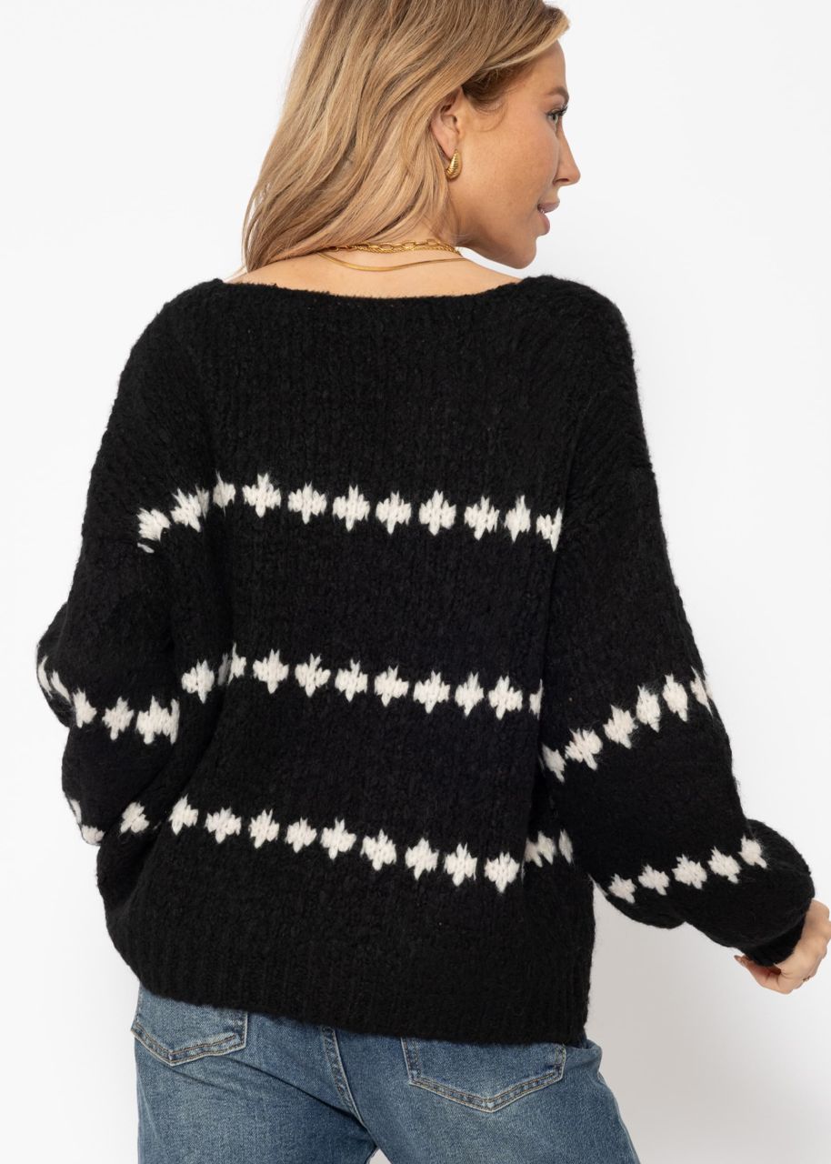 Jumper with fantasy stripe pattern - black