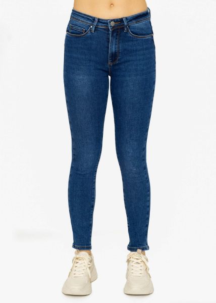 Stretchy Mid Waist Push Up Jeans - blue