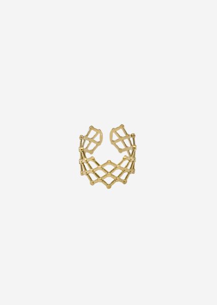 Ring with grid pattern, gold