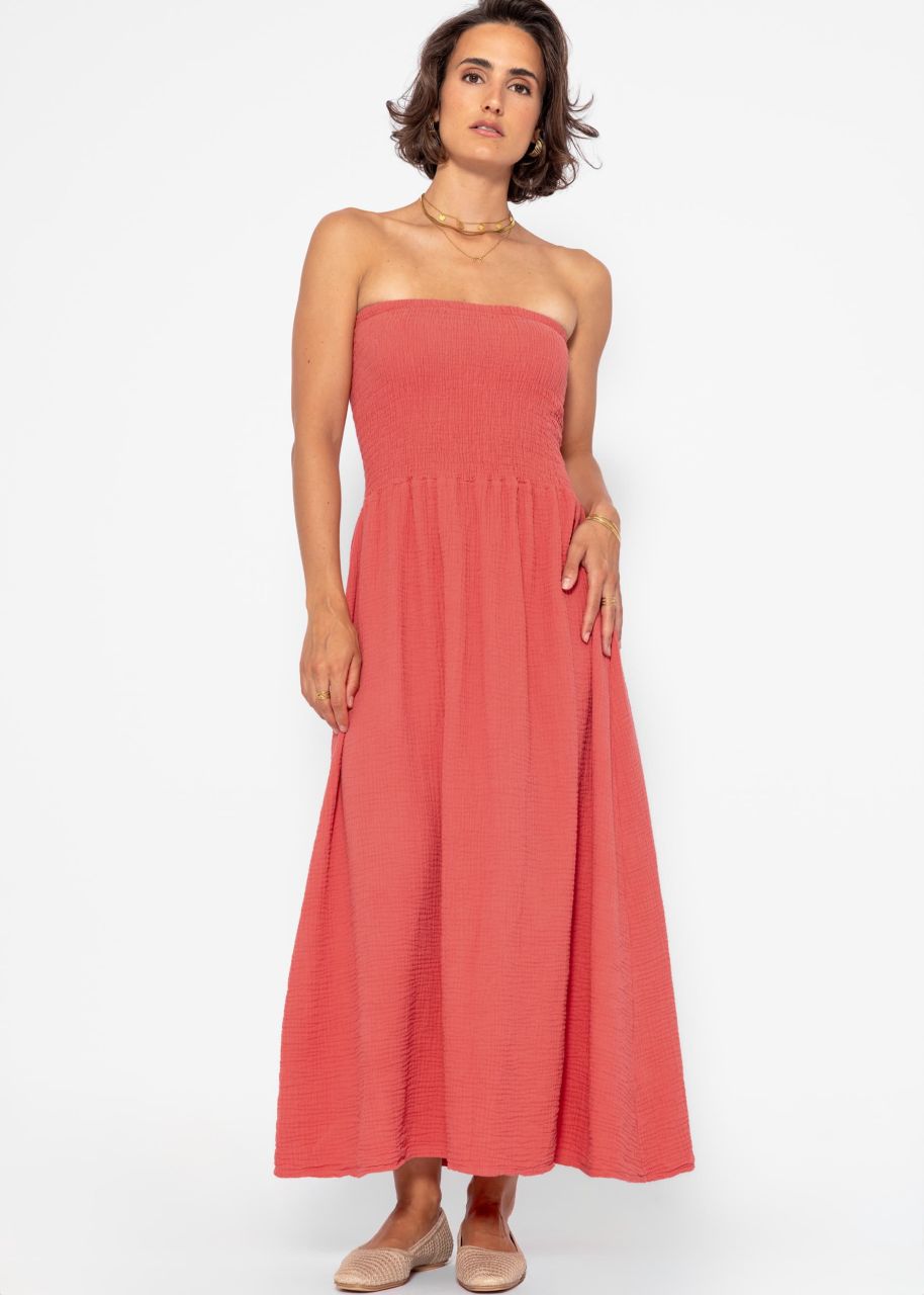 Off-the-shoulder muslin dress - lobster