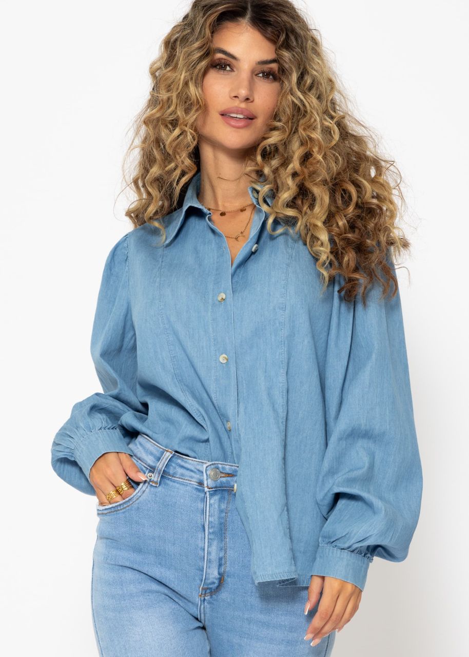 Feminine denim blouse - blue