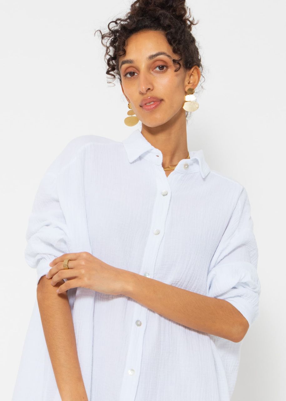 Muslin blouse oversize, white
