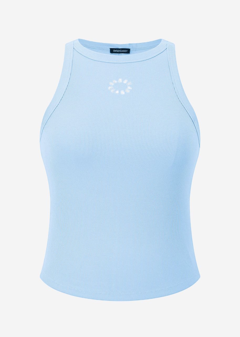 Tank top with embroidery - light blue