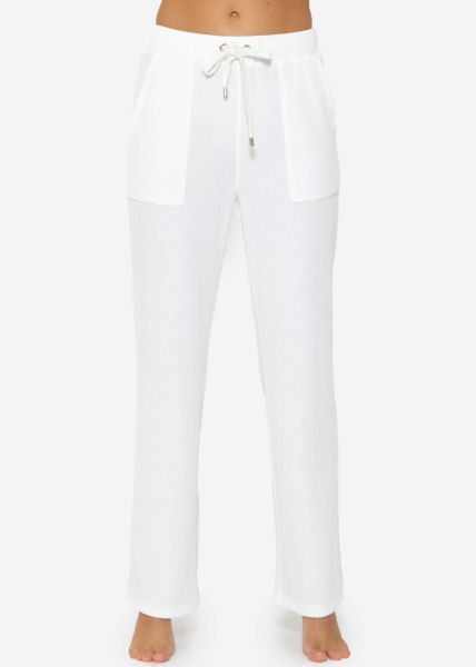 Casual Pants in Waffle Piqué - offwhite