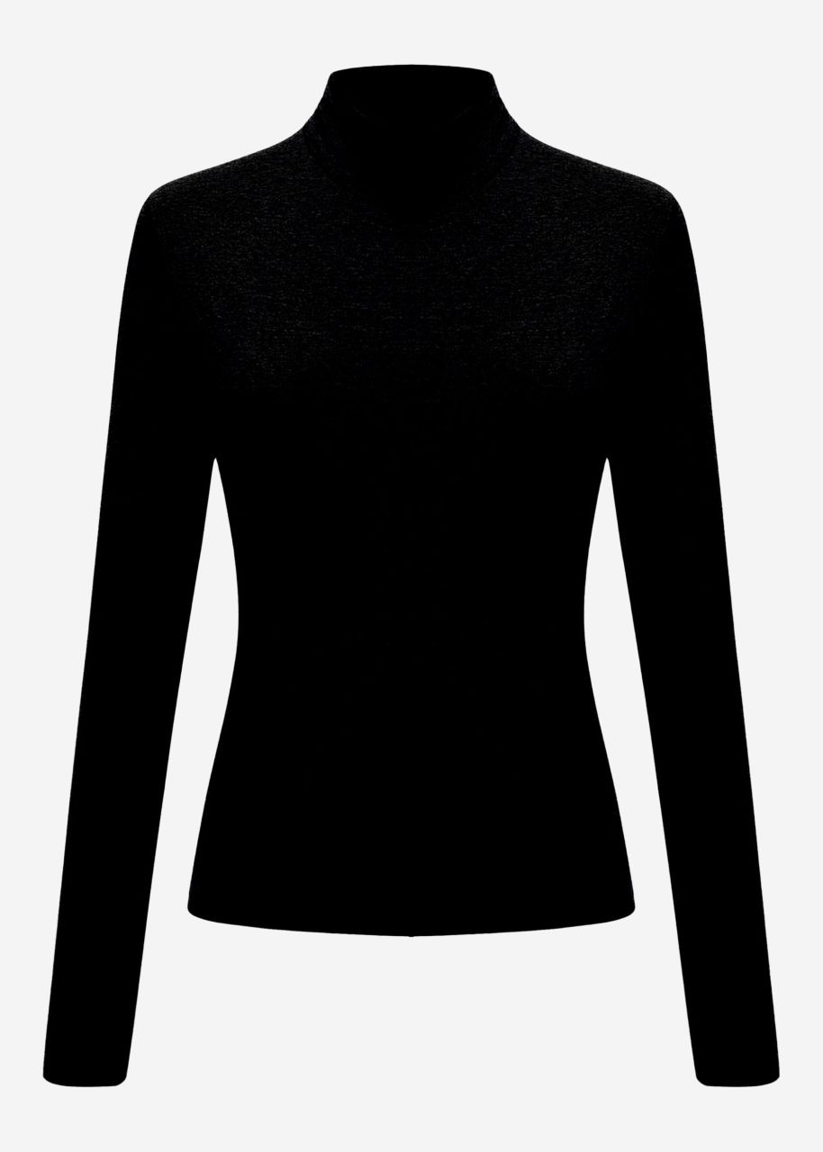 Long sleeve shirt with turtleneck - black