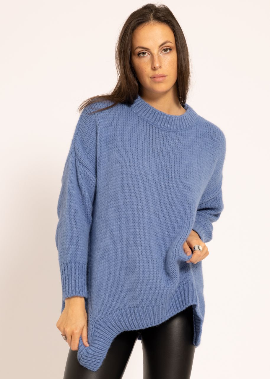 Oversize Pullover mit Blende, blau