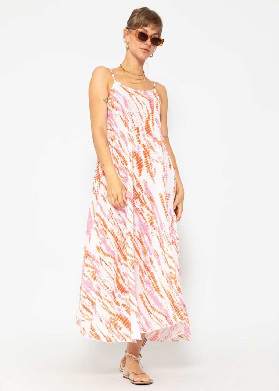 Muslin beach dress with colourful print - offwhite