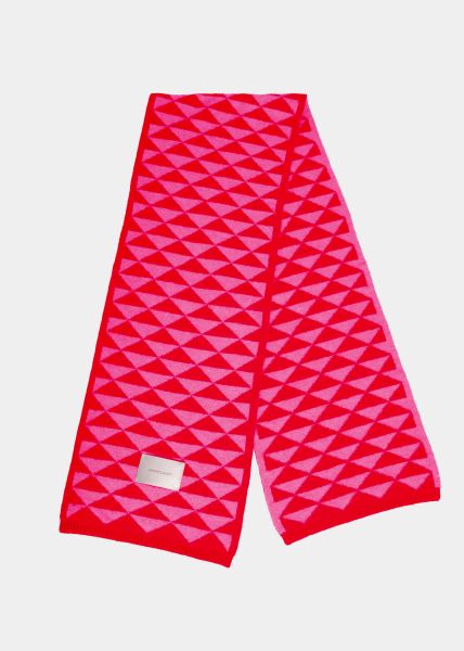 Scarf with geometric print - red-pink